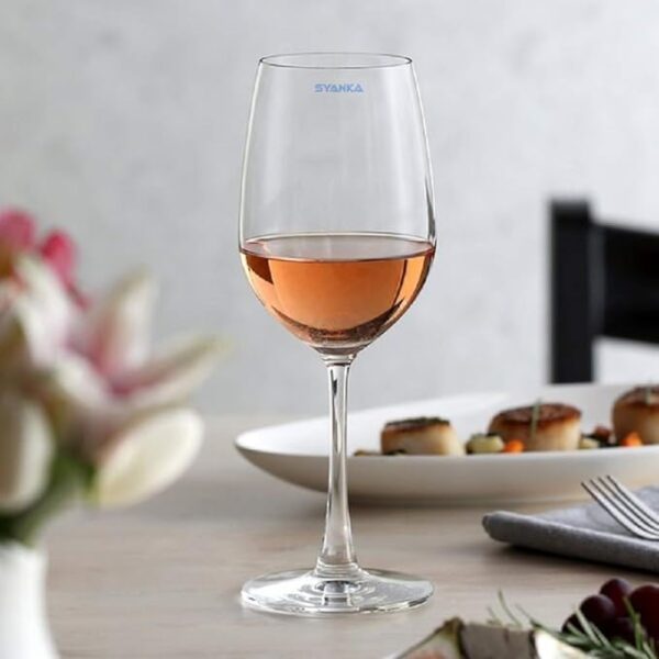 SYANKA Italian Premium Glass Wine Glass - Set of 2, Clear, 360ml - Image 5