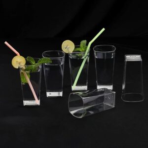 AWICKTIK 6 Pcs Unbreakable Transparent BPA Free Food Grade Plastic Fiber Drinking Water Glass Set, Juice Glass, Cocktail, Lassi, Soda, Milkshake, Beer Glass, Wine Glass Set 300 ml