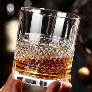 ZROY ENTERPRISE Premium Crystal Old Fashioned Whiskey Glasses, 300 ml, Set of 2, Transparent Tumblers, Perfect for Scotch, Bourbon, Wine, Cocktails, Gift for Whisky Lovers (2, Crystal)